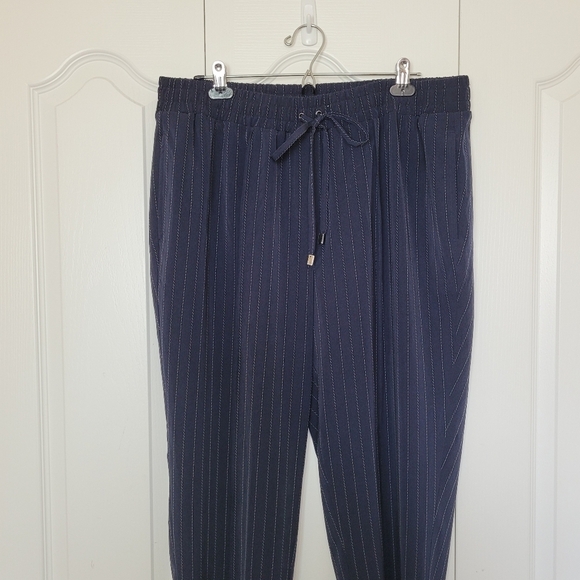 Lane Bryant Wide Leg Pinstripe Pants with Drawstring Waist - Picture 6 of 7